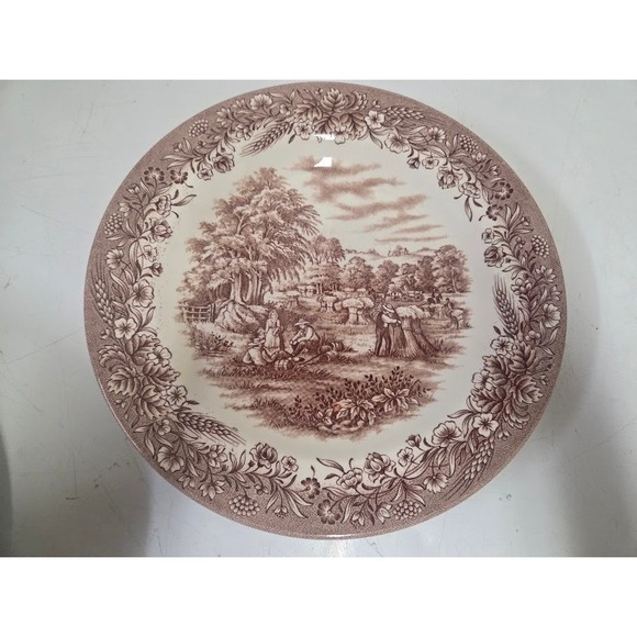 Churchill Other - Churchill Currier & Ives Harvest Dinner Plate Heritage Mint Brown Transferware